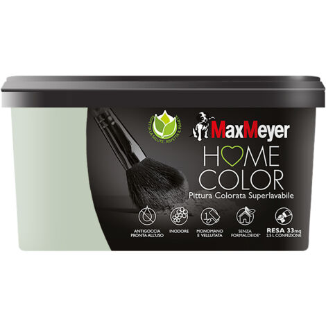 Maxmeyer Pittura Colorata Superlavabile Home, Color Salvia 2,5 L, Superficie coperta (in m²): 33