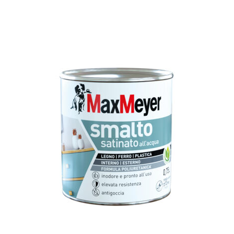 MaxMeyer Smalto All'Acqua Poliuretanico Satinato, Grigio Pietra, 0.75L