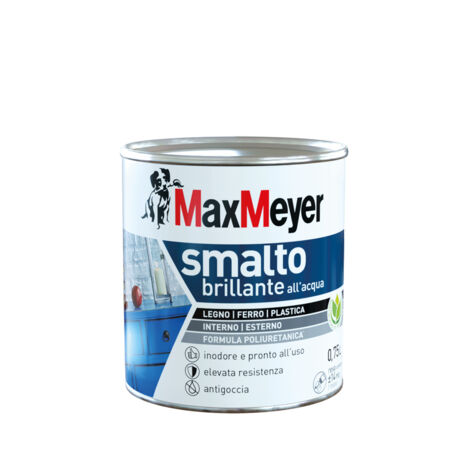 MaxMeyer Smalto All'Acqua Poliuretanico Brillante, Bianco, 0.75L
