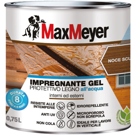 MaxMeyer Impregnante Gel Protettivo Legno All'acqua, Noce Scuro, 0.75L