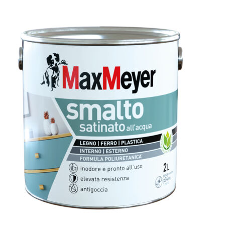 MaxMeyer Smalto All'Acqua Poliuretanico Effetto Satinato, Nero, 2L