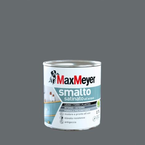MaxMeyer Smalto All'Acqua Poliuretanico Satinato, Grigio Fumo, 0.75L