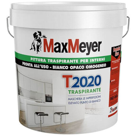 Max Meyer Pittura Murale Traspirante T2020 Bianco 14L - Igienizzante Alta Copertura (1/8)