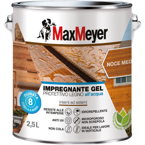 MaxMeyer Impregnante Gel Protettivo Legno All'acqua, Noce Medio, 2.5L