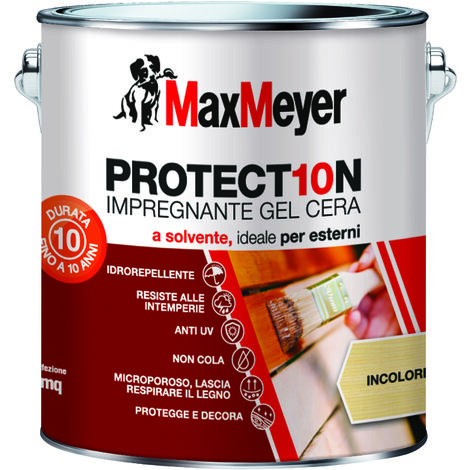 MaxMeyer PROTECT10N, Impregnante a Solvente per Esterni, Incolore, 2.5L