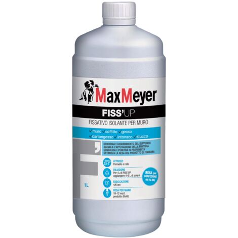 MaxMeyer FISS'UP, Fondo Fissativo Trasparente All'acqua per Interni, 1L