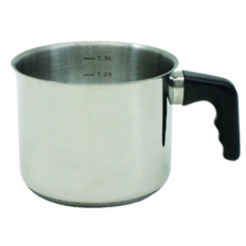 Olla Para Leche De Acero Inoxidable HI - 1.5 Litros, Apta Para Inducción - Con Mango Y Fondo Termodifusor De 3 Capas