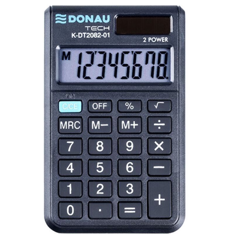 Calculadora De Bolsillo Alevar AVC De 8 Dígitos - Con Funda Transparente, Tamaño 57x92x8 Mm, Color Negro