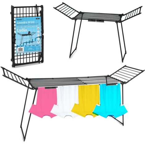 Tendedero de pie plegable Lydia, 27 m, negro