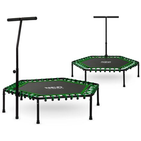 Trampolín de fitness hexagonal 127 cm – Asa ajustable 3 niveles – 42 bandas elásticas – Carga máxima 100 kg (1/5)