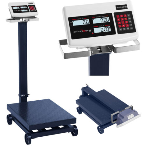 Báscula de plataforma para almacén SBS-PF-600/100 LCD con ruedas hasta 600 kg (1/5)