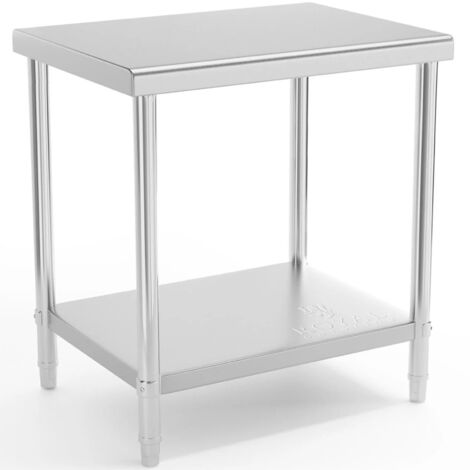 Mesa, encimera central de acero con estante 80x60 cm (1/5)