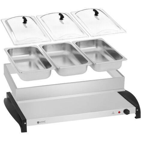 Calentador de alimentos eléctrico de 3 recipientes de 400 W de Royal Catering (1/5)