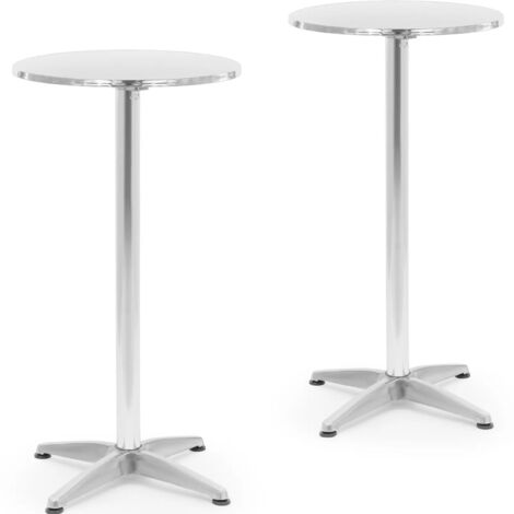 Mesa de bar mesa redonda alta plegable dia. 60 cm 115 cm plata - 2 uds. (1/4)
