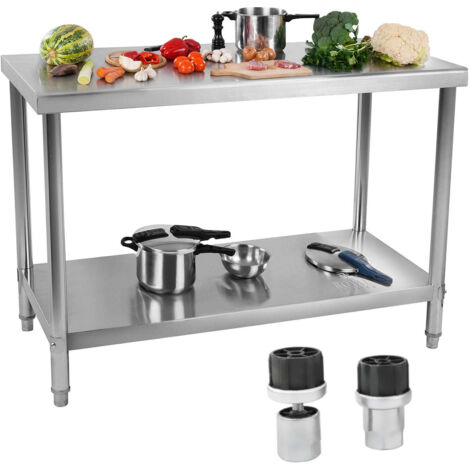 Mesa, encimera para cocina, central, con estante, acero inoxidable, 100 x 60 cm (1/5)