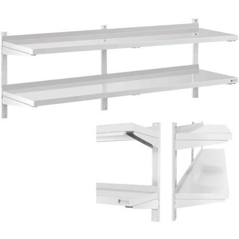 Estantería de pared doble regulable para hostelería ACERO 180 x 40 cm (1/4)