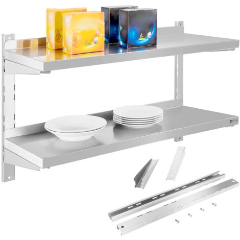 Estante de pared doble regulable en acero, 80cm (1/5)