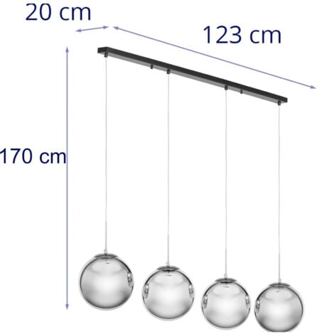 Pendant Light - 4 light sources - smoked glass Hanging lamp Pendant lamp