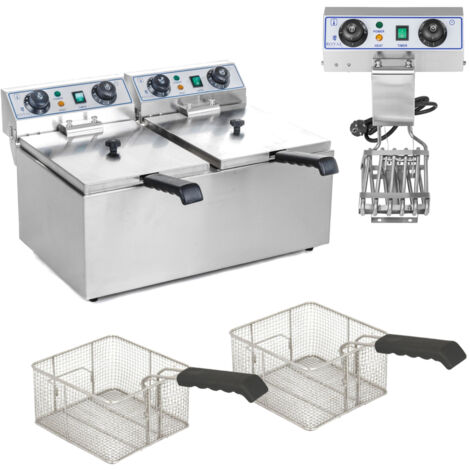 Freidora eléctrica de doble cámara TIMER 2x9L