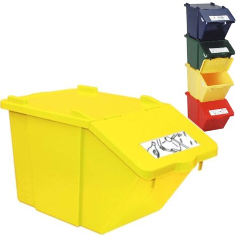 Contenedor de clasificación de residuos de dos niveles - amarillo 45L (1/4)