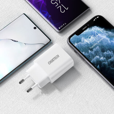 Cargador de pared USB tipo C PD 20 W blanco