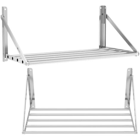 Estantería de pared colgante de acero inoxidable, plegable, 80 x 45 cm (1/5)