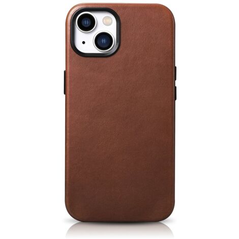 Funda de cuero magnética para iPhone 14 Plus con MagSafe Funda de cuero premium con cera de aceite marrón (1/5)
