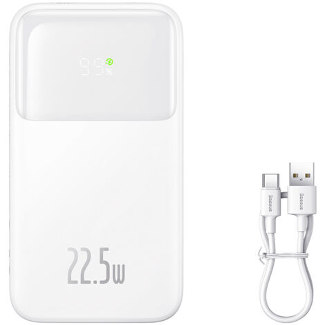 Powerbank con pantalla 10000mAh 22,5W Serie Comet + cable USB-A - USB-C 0,3m blanco (1/5)