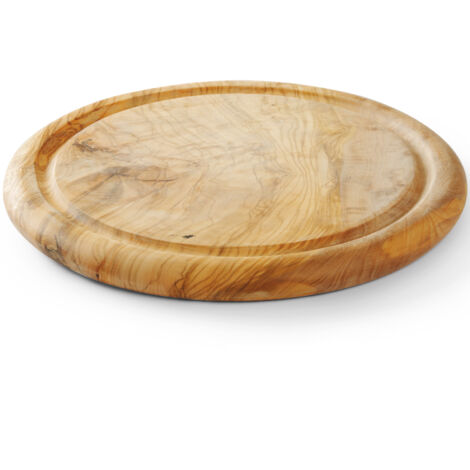 Tabla redonda de madera de olivo para servir embutidos, quesos y aperitivos, diámetro 260 mm