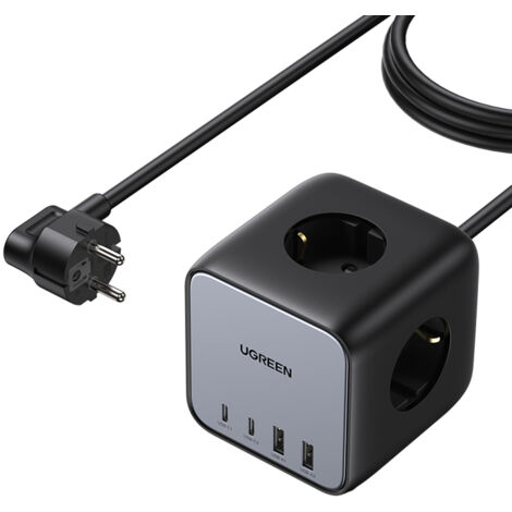 Regleta de enchufes CA 240 V GaN 2x USB-C 2x USB-A 3x CA 240 V - negro (1/5)