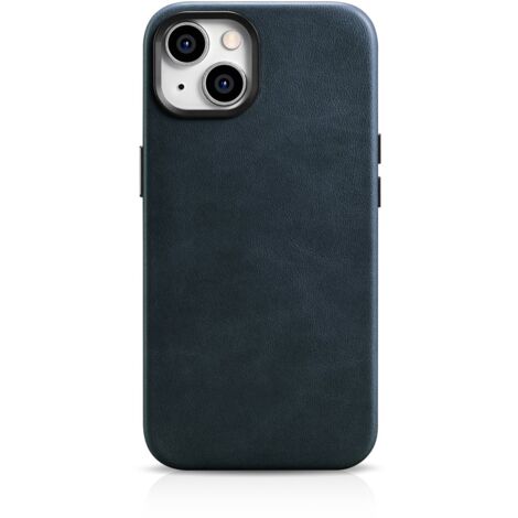 Funda de cuero magnética para iPhone 14 con MagSafe Funda de cuero premium con cera de aceite Azul marino (1/5)