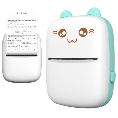 Mini impresora térmica de etiquetas con forma de gato, impresora para teléfono con Bluetooth, impresión divertida en azul