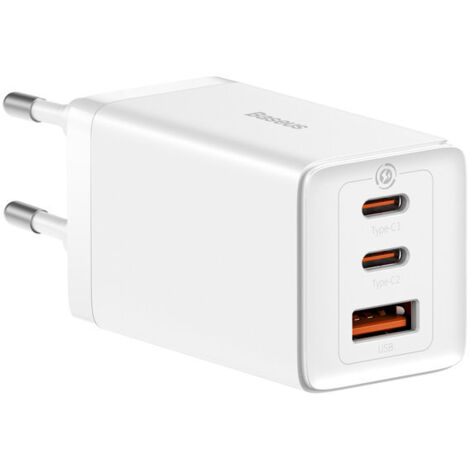 Baseus GaN5 Pro Cargador de pared 2xUSB-C + USB, 65W (Blanco) (1/5)