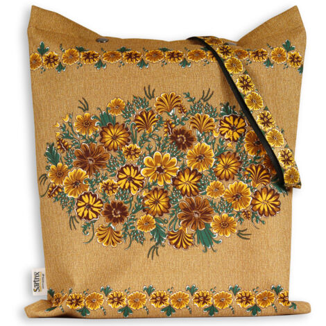 Bolso folklórico de Opole, flores de otoño, marrón impregnado (1/5)
