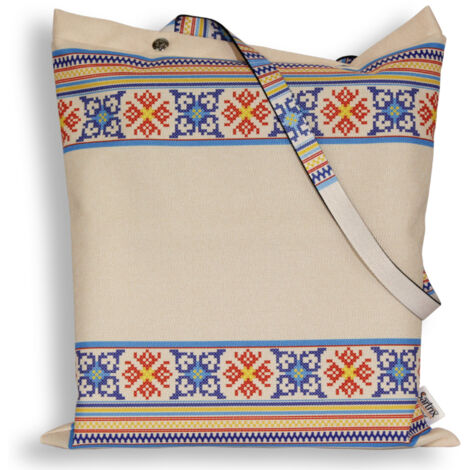 Bolso folklórico Krzczonowski, punto de cruz, impregnado, beige (1/5)