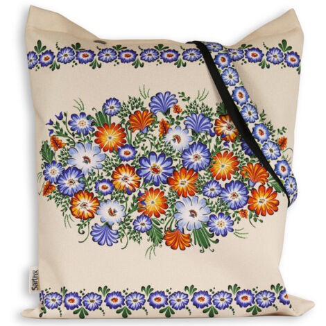 Bolso folklórico, flores de verano de Opole, impregnado, beige (1/5)