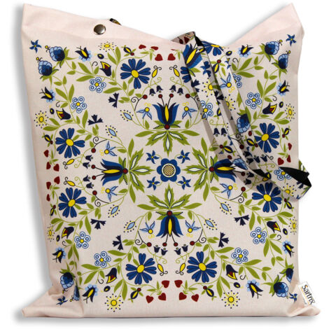 Bolso folklórico de Casubia con girasoles, impregnado, beige (1/5)