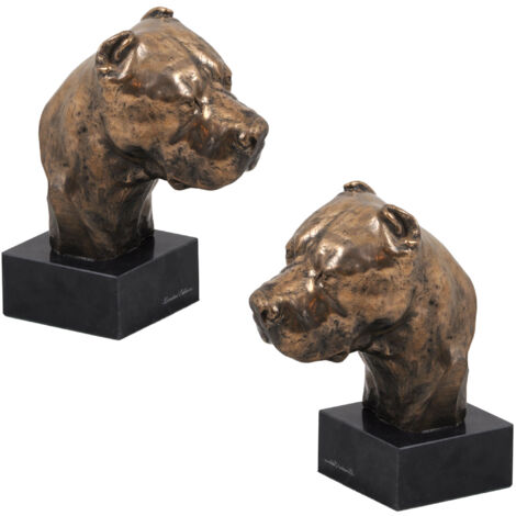 Perro Argentino, Dogo Argentino - estatuilla de perro, busto sobre base de piedra, escultura, trofeo para exposición de perros de Art-Dog (1/5)