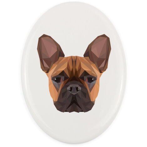 Bulldog francés: plato con foto e inscripción geométrica de Art-Dog (1/4)