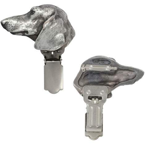 Teckel de pelo corto: broche con clip, portanúmero de salida, insignia plateada para exposición canina de Art-Dog (1/5)