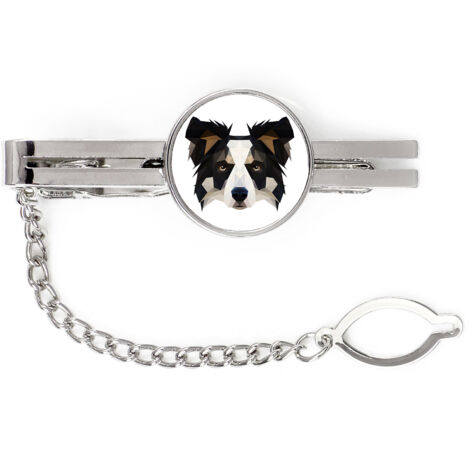 Border Collie - Pinza para corbata geométrica con foto e inscripción Art-Dog (1/4)