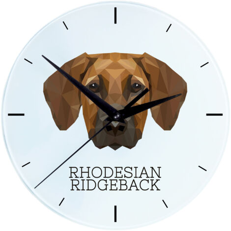 Rhodesian Ridgeback, perro león africano: reloj de pared geométrico con foto e inscripción de Art-Dog (1/4)