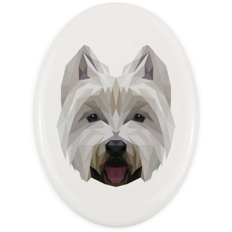 West Highland White Terrier, Westie: placa con foto e inscripción geométrica de Art-Dog (1/4)