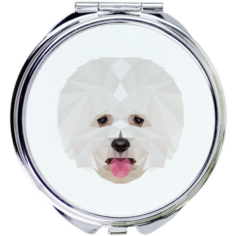 Bichón Frisé, Perro de Tenerife - espejo con foto e inscripción geométrica de Art-Dog (1/3)