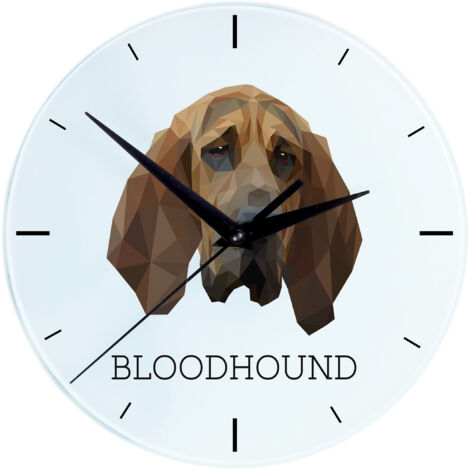 Perro de Sangre, el perro del santo Huberta - Reloj de pared geométrico con foto e inscripción de Art-Dog (1/4)
