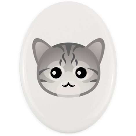 Azulejo de cerámica para lápida con diseño de gato egipcio Mau, con gráficos e inscripción de Art-Dog