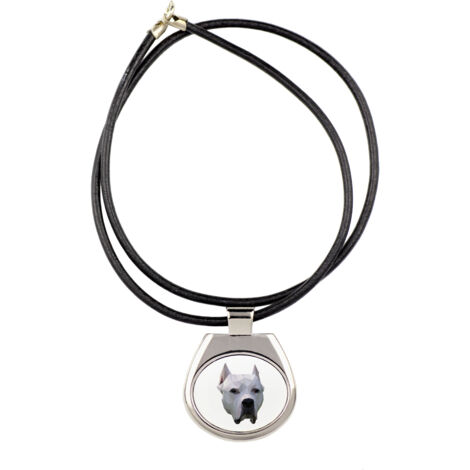 Perro Argentino, Dogo Argentino - collar con foto e inscripción geométrica de Art-Dog (1/3)