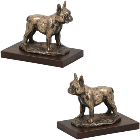 Bulldog francés - estatuilla de perro, figura de mármol blanco, trofeo para una exposición de perros de Art-Dog