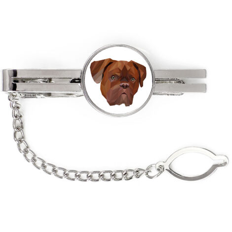 Perro de Burdeos, Dogo de Burdeos, Mastín Francés - Clip de corbata geométrico con foto e inscripción Art-Dog (1/4)