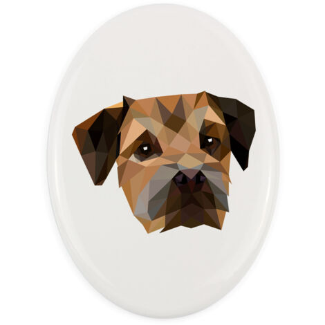 Border Terrier: placa con foto e inscripción geométrica de Art-Dog